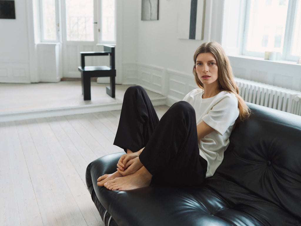 pantalon taille haute femme