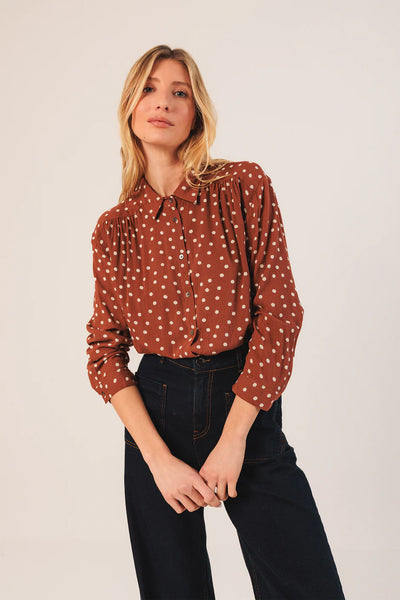 Chemise Bea à pois terracotta Indi & Cold Québec, Canada