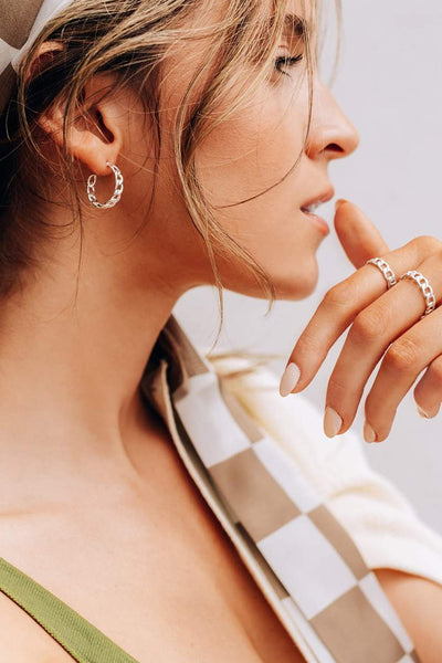 Boucles d'oreille Cubano - argent WELLDUNN | Jupon Pressé, Québec, Canada