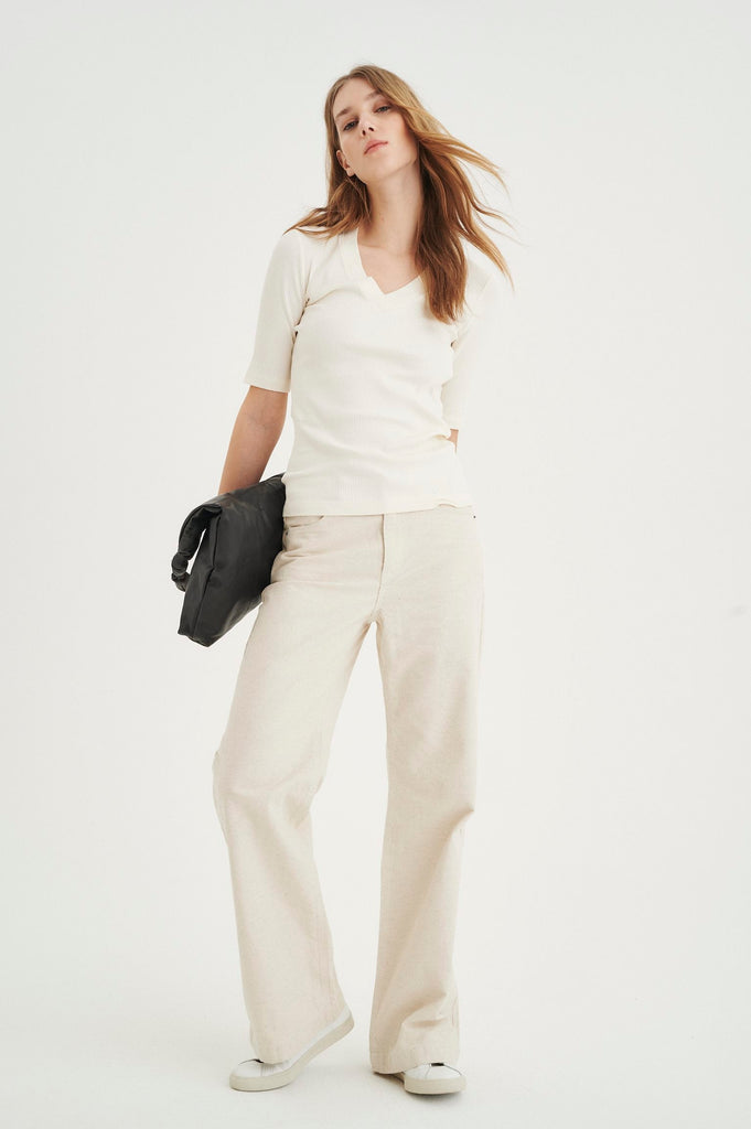 Top blanc femme manches courtes