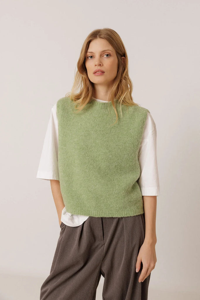 Gilet boxy avec mohair - eau Indi & Cold Québec Canada