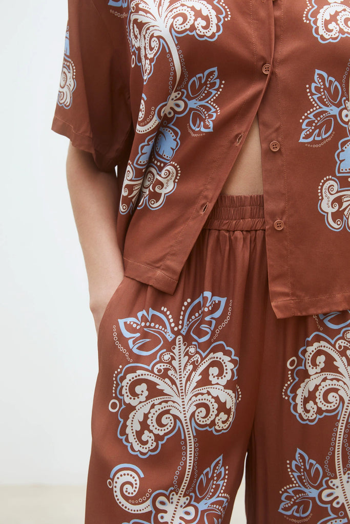 Blouse fluide à imprimé fleuri Leolie - choco Suncoo Québec Canada