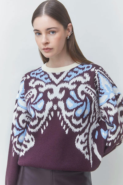 Pull fantaisie en jacquard Pavaro prune Suncoo Québec, Canada
