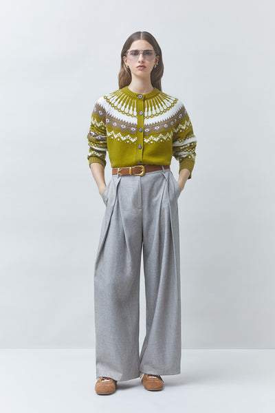 Gilet jacquard en laine Gamori olive Suncoo Québec, Canada