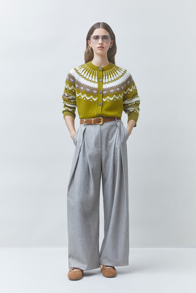Gilet jacquard en laine Gamori olive Suncoo Québec, Canada