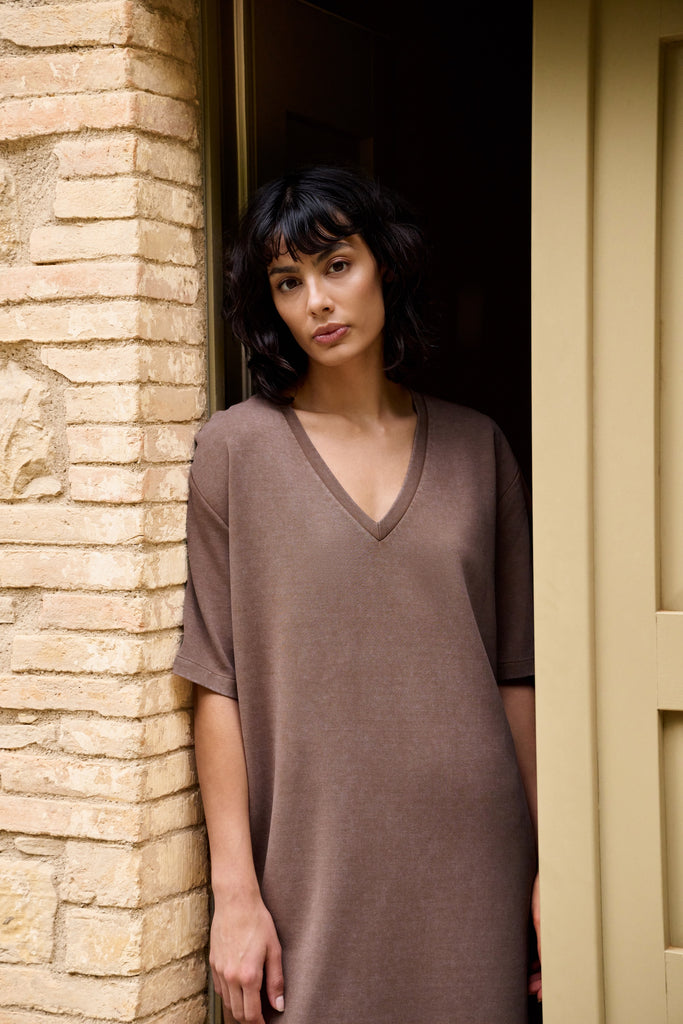 Robe tee-shirt en coton washed brown YAYA Québec, Canada