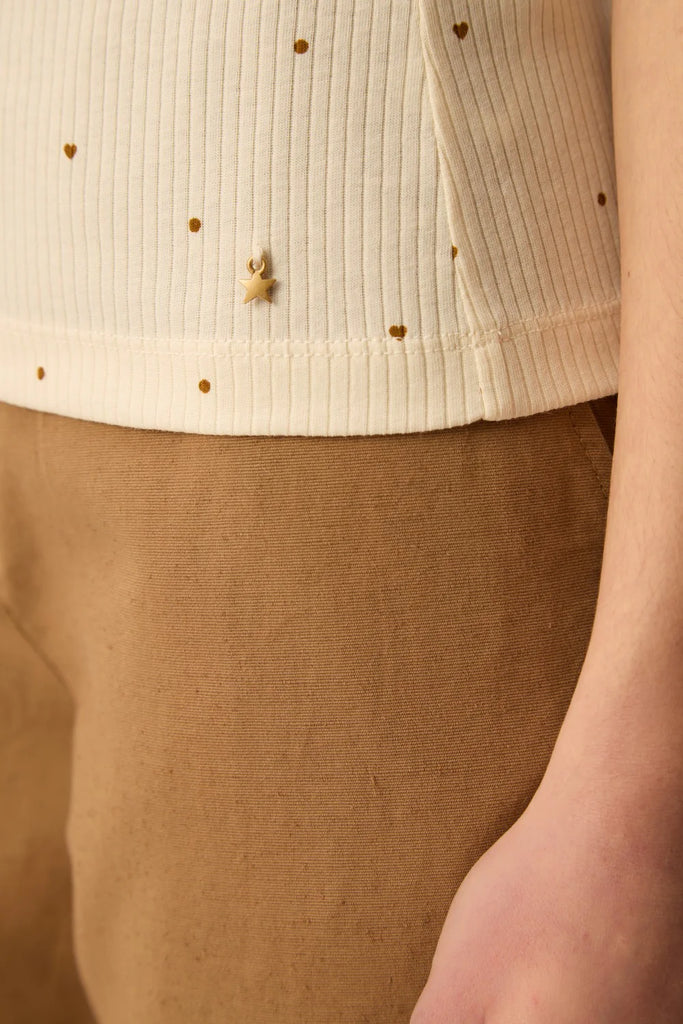 T-shirt côtelé à motifs coton écru Des Petits Hauts Québec Canada