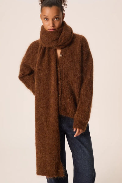 Écharpe longue Kid Mohair et laine mérinos Alouette - cognac chiné Des Petits Hauts Québec, Canada