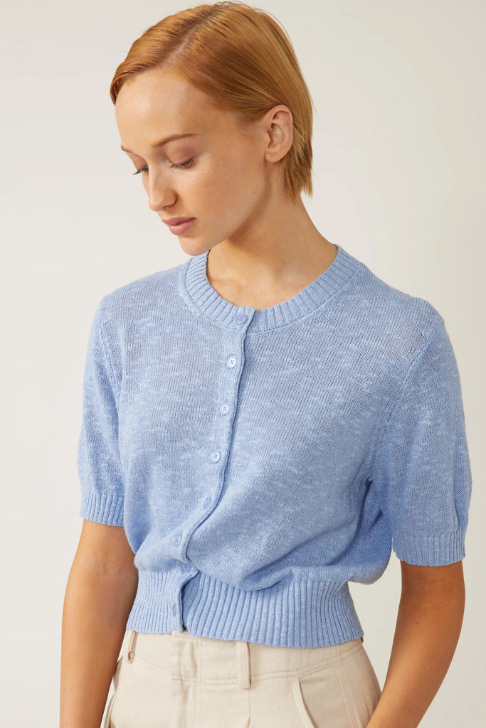 Cardigan court en lin et soie à manches courtes CLARISSE Naïf Québec, Canada