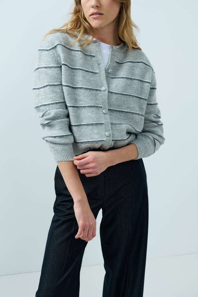 Cardigan ample avec rayures gris pour femme Québec, Canada