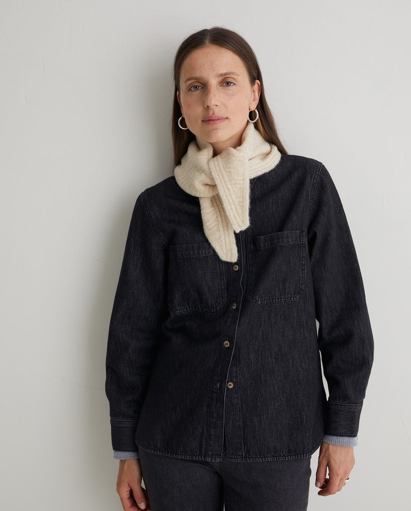 Carré tricot en mélange de laine et alpaga écru Yerse Canada