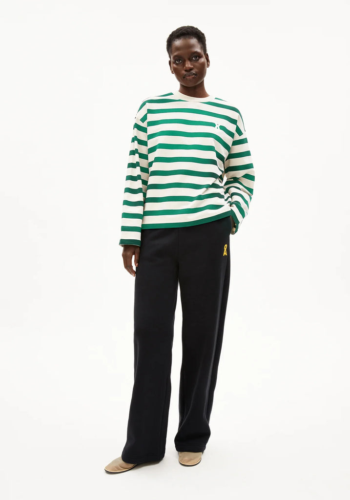 Sweatshirt à rayures vertes femme
