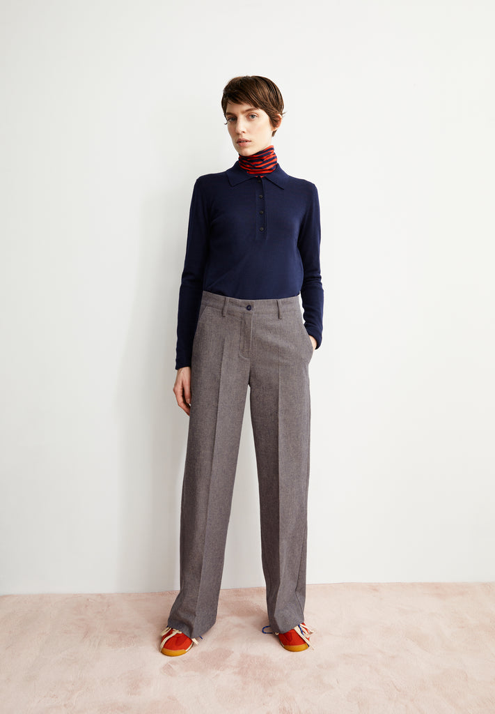 col roulé à rayures marine et rouge