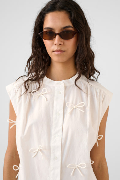 Chemise en coton SLJoa Blanca Bow - broken white Soaked Québec Canda