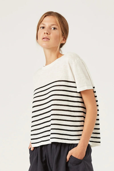 Chandail rayé en lin Noella - ivoire / noir Naïf Québec, Canada