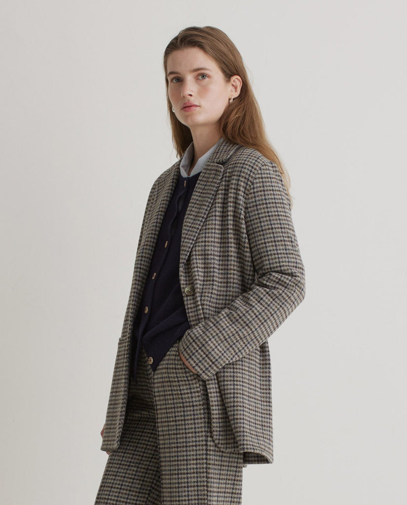 Blazer en coton motif pied-de-poule gris Yerse Canada