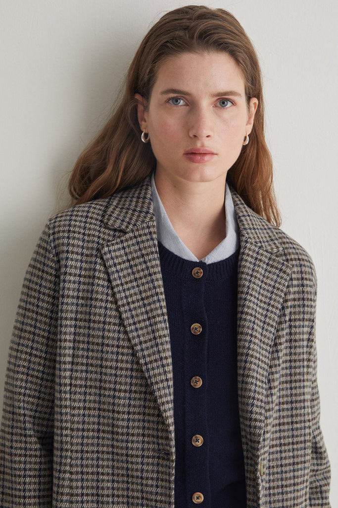 Blazer en coton motif pied-de-poule gris Yerse Québec, Canada