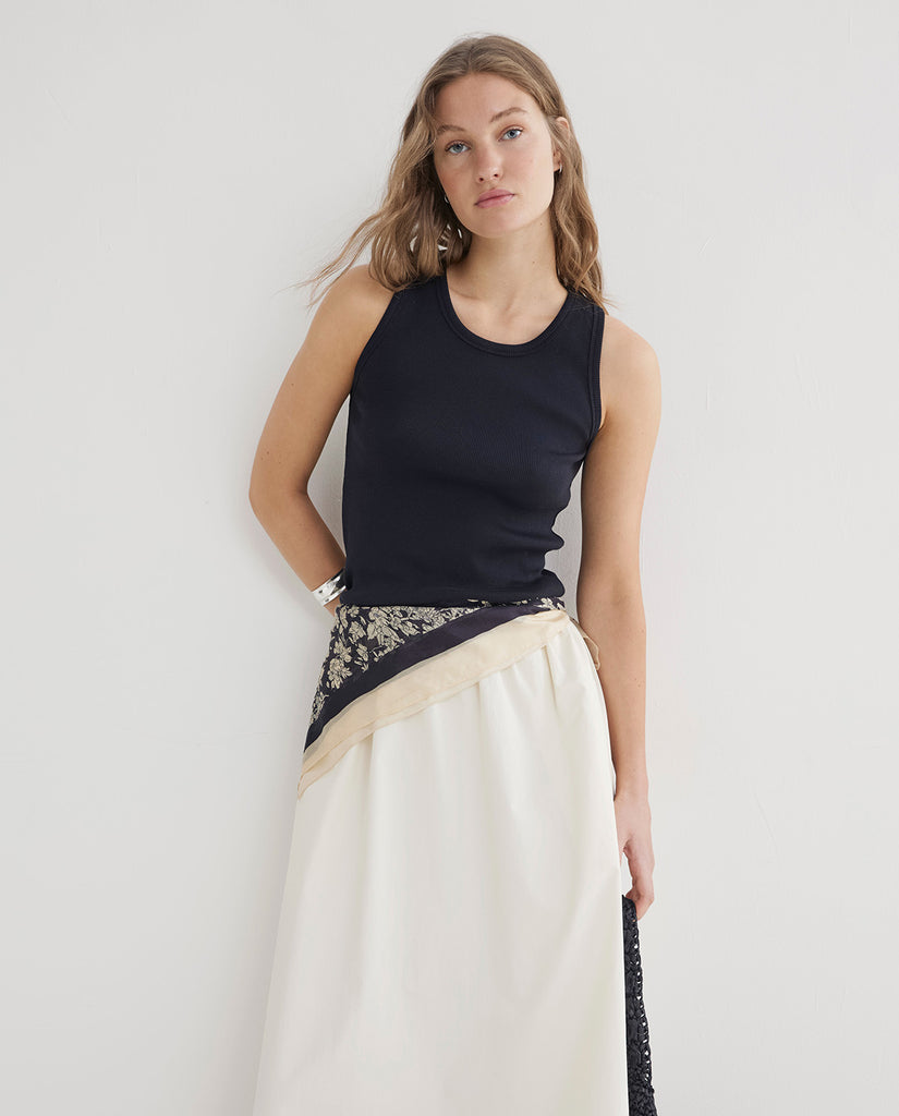 Jupe longue en popeline de coton blanc Yerse Canada