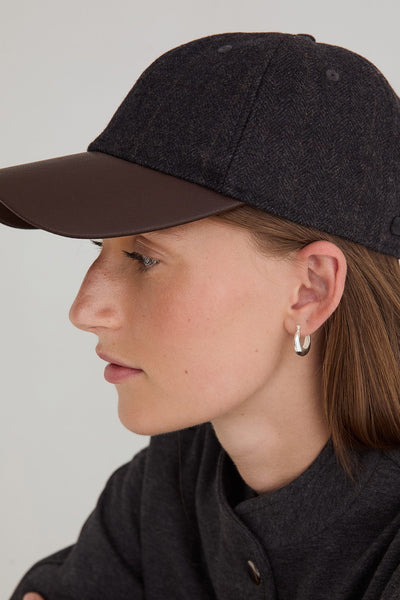 Casquette à carreaux visière effet cuir - chocolat Yerse Québec, Canada