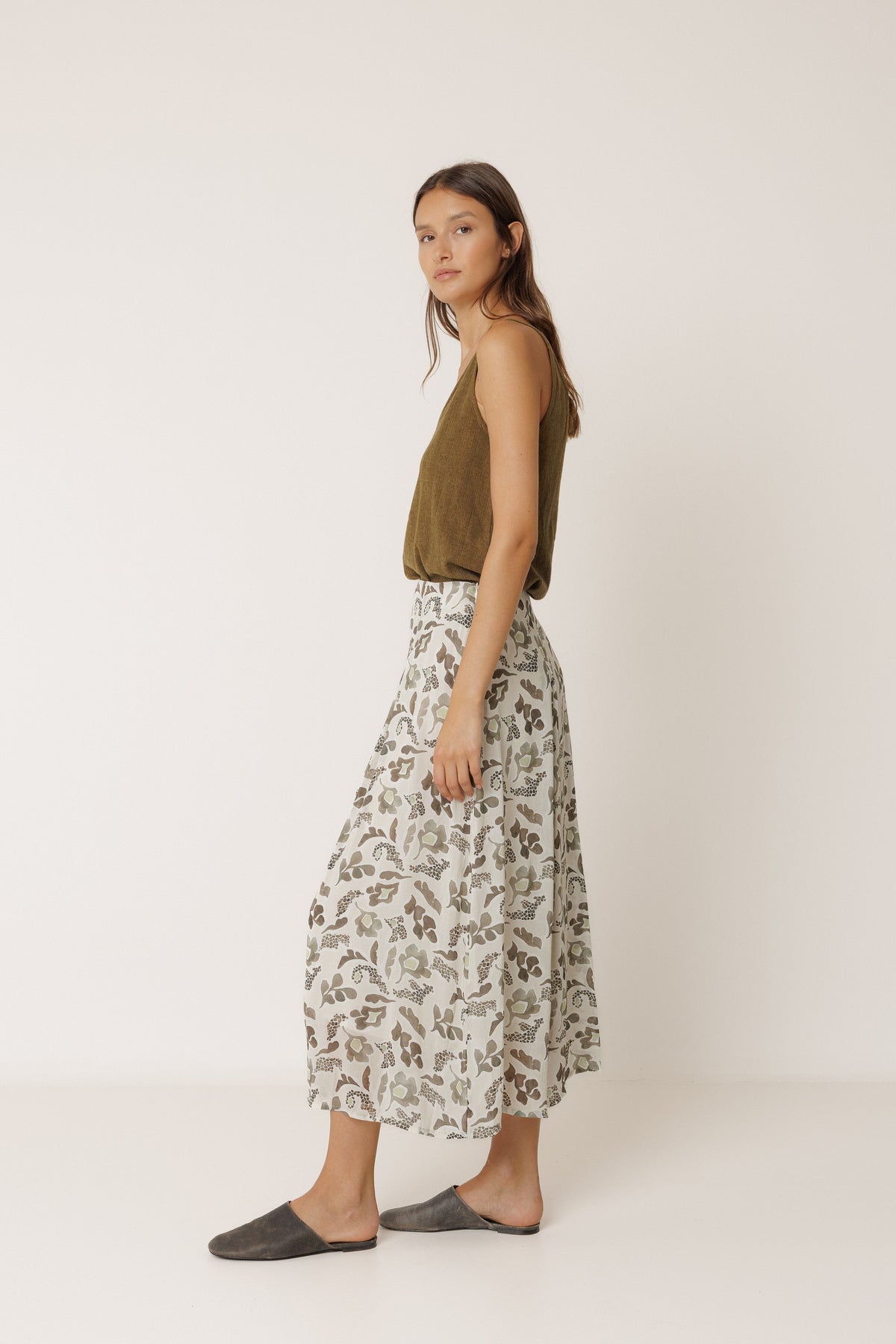 Jupe midi évasée Indi & Cold dispo chez Jupon Pressé, Québec, Canada