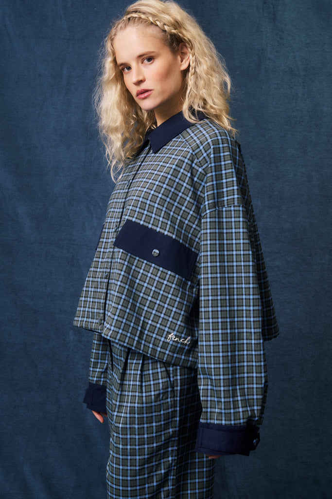 Veste ample à carreaux Monica - kaki FRNCH Québec, Canada