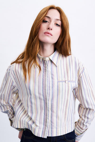 Chemise ample à rayures Sokcho - bleu clair FRNCH Québec, Canada