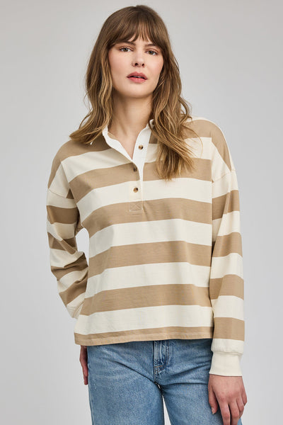 Polo Britt khaki stripe tan Gentle Fawn Québec, Canada