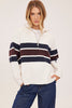 Pull col polo zippé Idris - rayures crème Gentle Fawn Québec, Canada