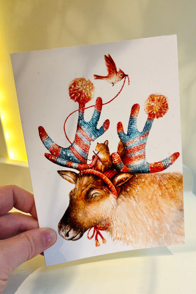 Carte de souhaits pour noël illustré par Geneviève Andersen Québec