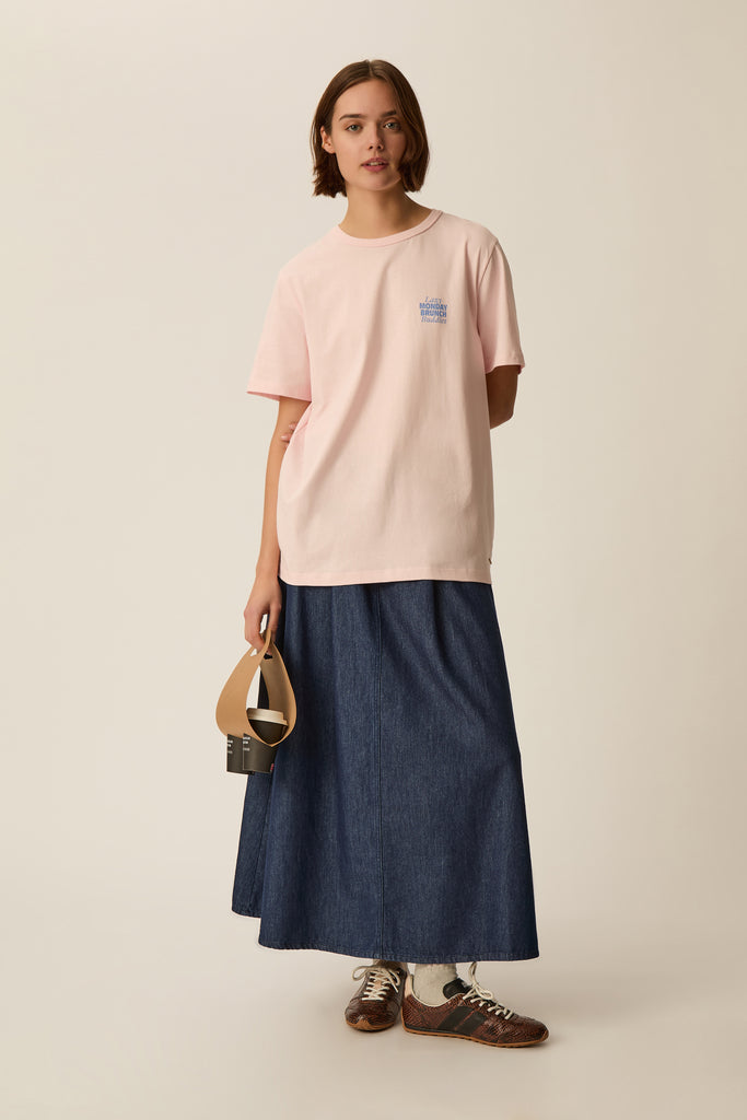 T-shirt oversize imprimé devant et dos coton rose clair Des Petits Hauts