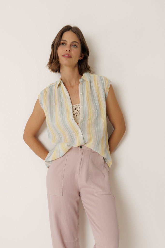 Chemise rayée en coton bio multicolore Indi & Cold Québec, Canada