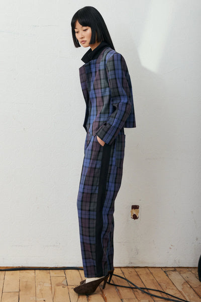 Pantalon Pegg tartan bleu Ève Gravel Québec, Canada