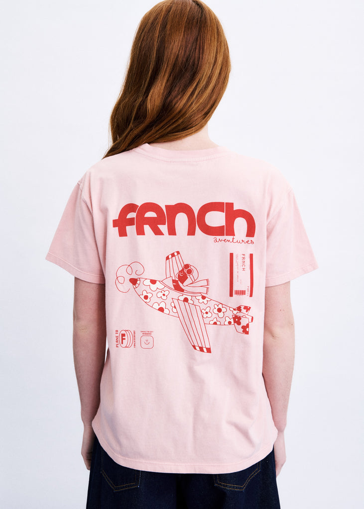 Tee-shirt Aventures - rose FRNCH QUÉBEC CANADA