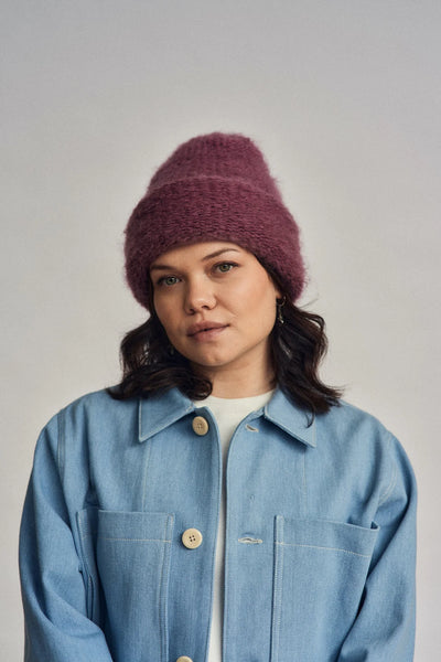 Bonnet en mohair doux Cloud prune Heirloom Québec, Canada