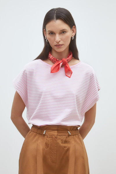 Haut rayé scintillant en tricot Pimoni rose Suncoo Québec, Canada