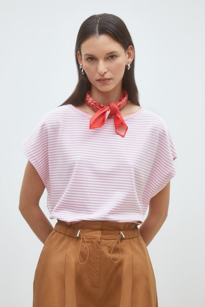 Haut rayé scintillant en tricot Pimoni rose Suncoo Québec, Canada