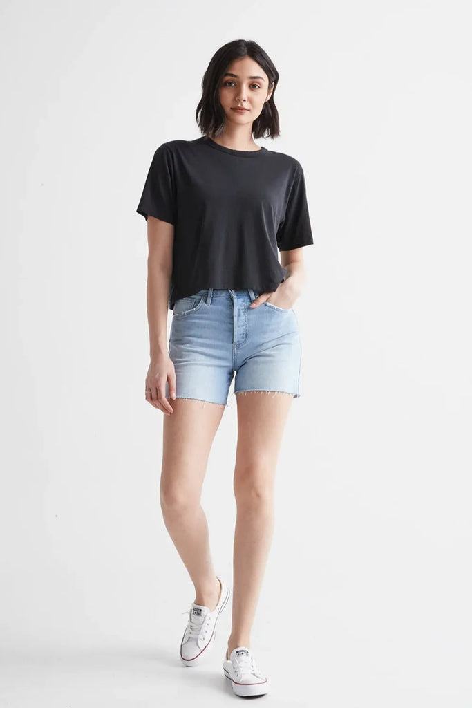 Short en jean taille haute Midweight DU/ER Jupon Pressé, Québec, Canada