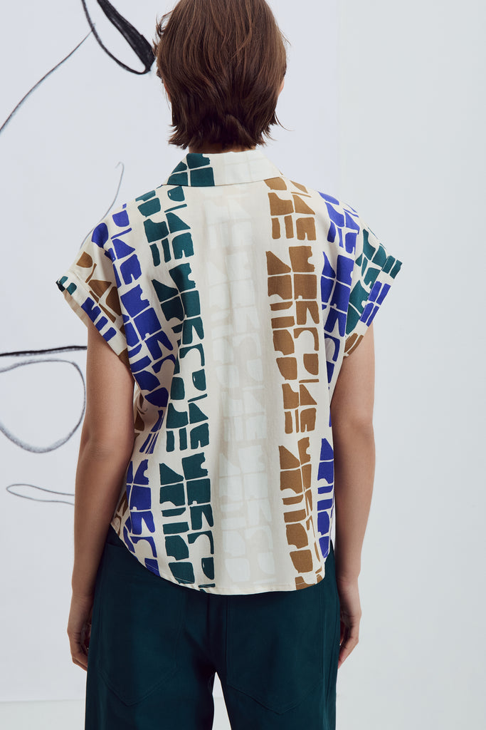 Chemise Jahana totem bleu Ève Gravel Canada