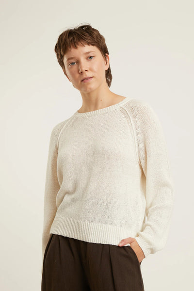 Chandail à manches raglan en coton et soie Frida - ivoire Naïf Québec, Canada