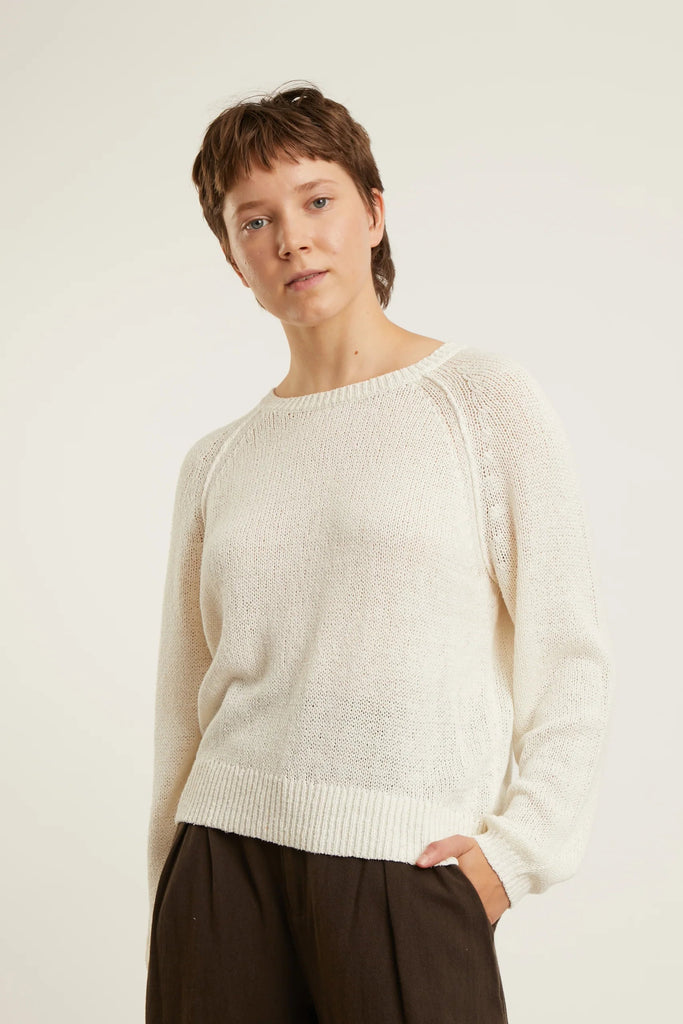 Chandail à manches raglan en coton et soie Frida - ivoire Naïf Québec, Canada