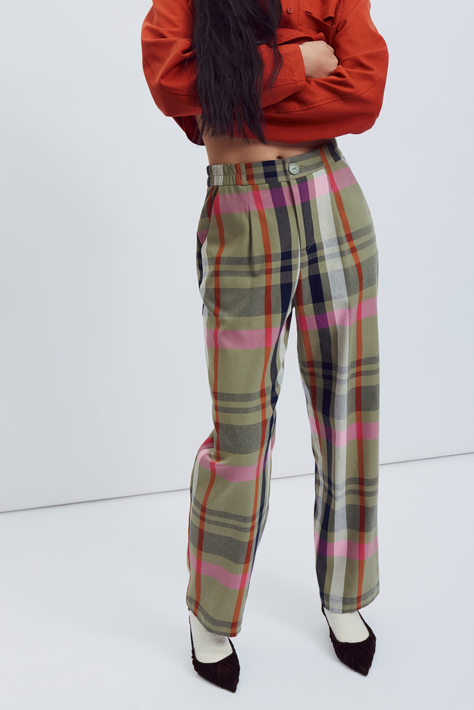 Pantalon Samsi pink tartan Ève Gravel Canada