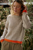 Pull en maille bicolore beige Indi & Cold Québec, Canada