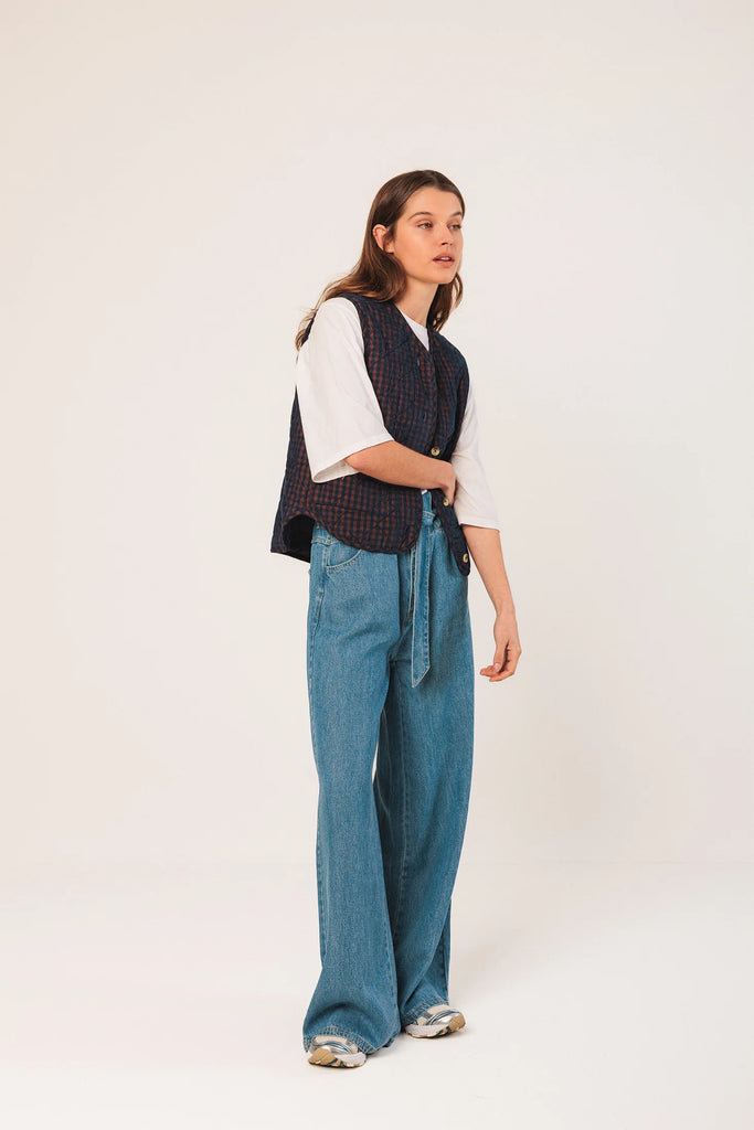 Gilet matelassé en micro velours côtelé vichy Indi & Cold Canada