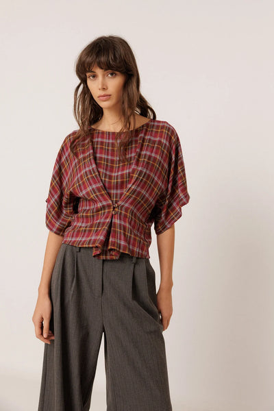 Blouse courte à carreaux multicolores Indi & Cold Québec, Canada