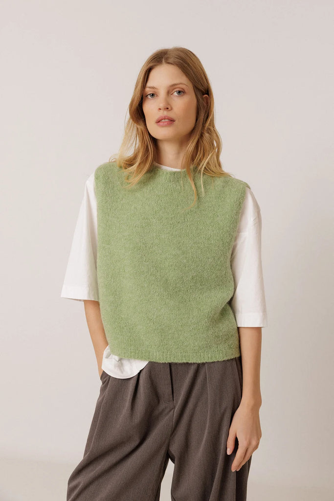 Gilet boxy avec mohair - eau Indi & Cold Québec Canada