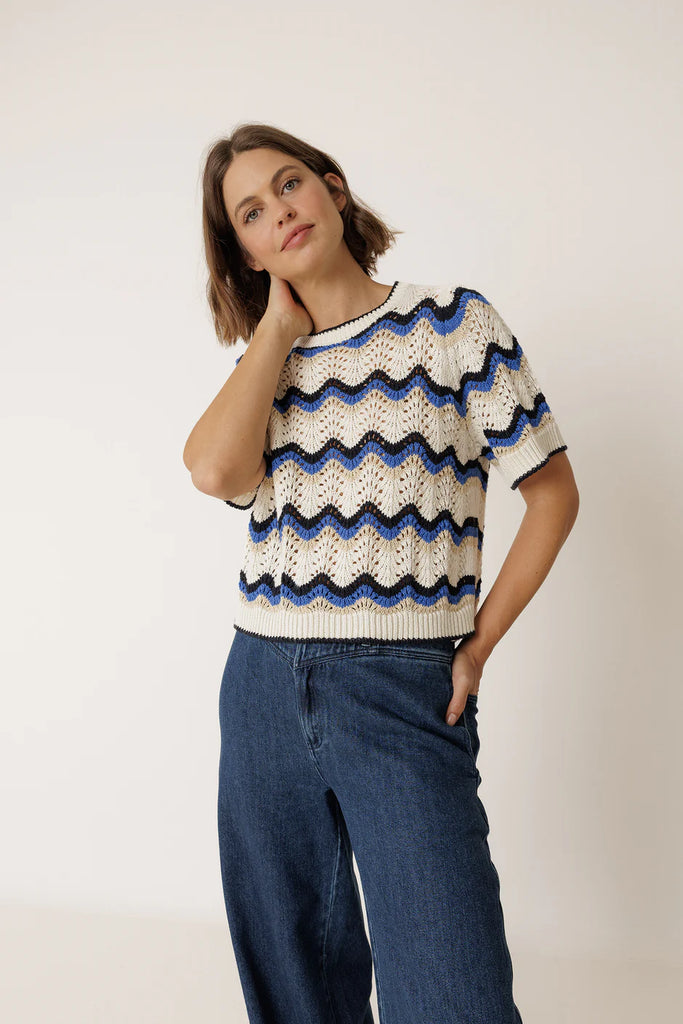 Pull crochet zigzag azul britanico Indi & Cold Québec, Canada