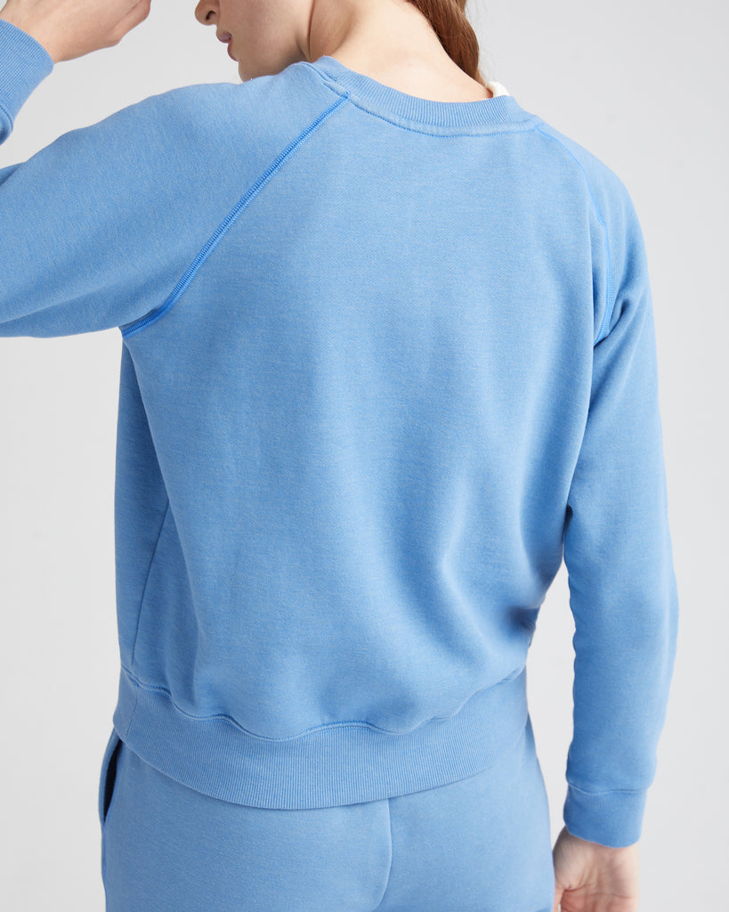Recycled Fleece sweatshirt vintage overdyed blue