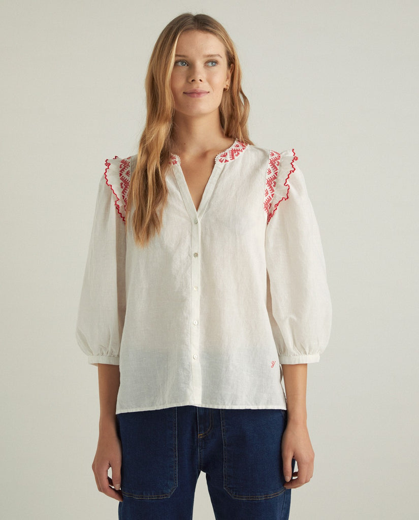 Blouse avec broderies rouges Yerse